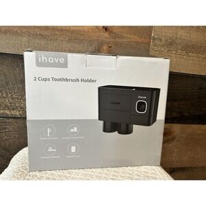 IHAVE 2 CUPS BLACK‎ TOOTHBRUSH HOLDER NEW